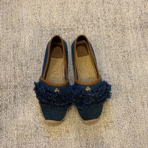 Tory Burch Denim Ruffle Espadrilles